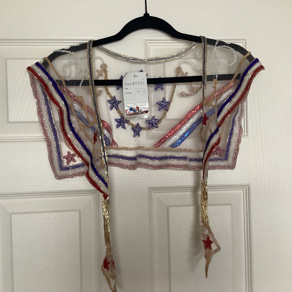 Red white & blue Las Vegas Sharmark shawl - Picture 1 of 3